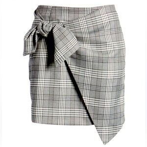 Lovers + Friends Houndstooth Julie Faux Wrap checkered plaid mini skirt